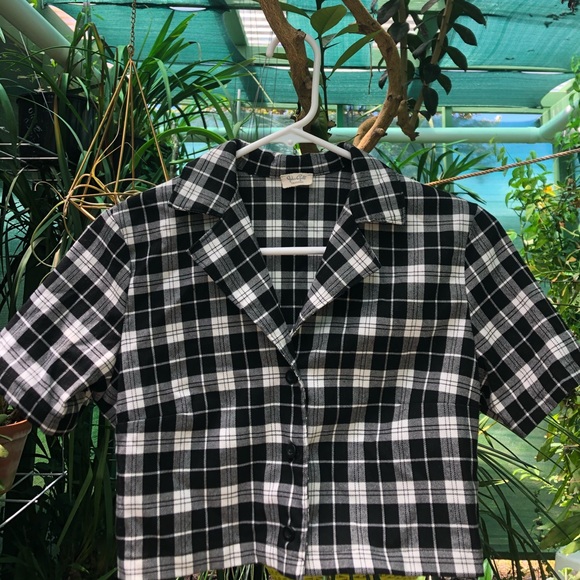 Brandy Melville Tops - Black Plaid Brandy Shirt
